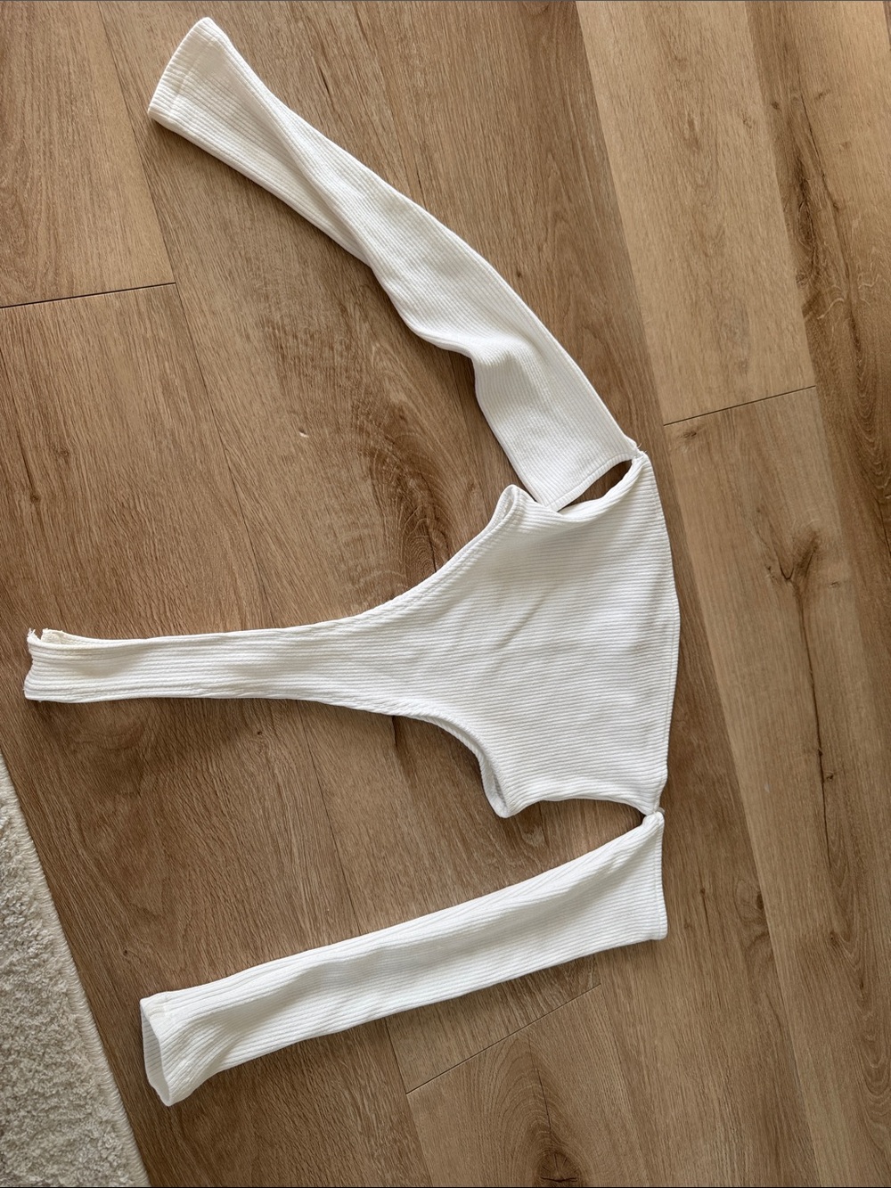 Zara White Ribbed One-Shoulder Bodysuit